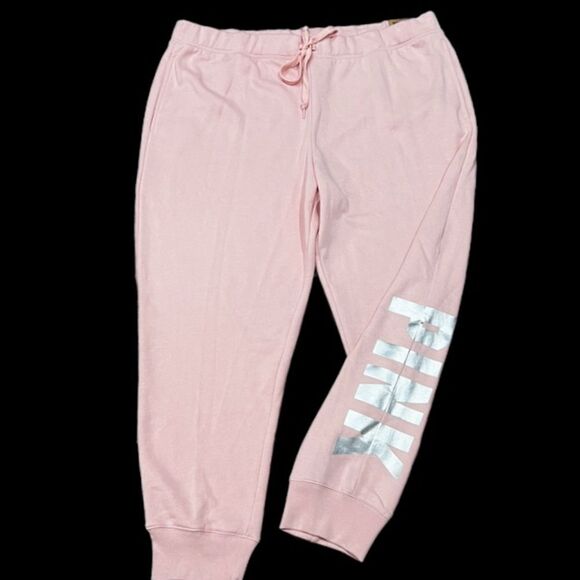 Victoria’s Secret Pink Relaxed Jogger Foil Logo Pants Pink XXL - Picture 1 of 2